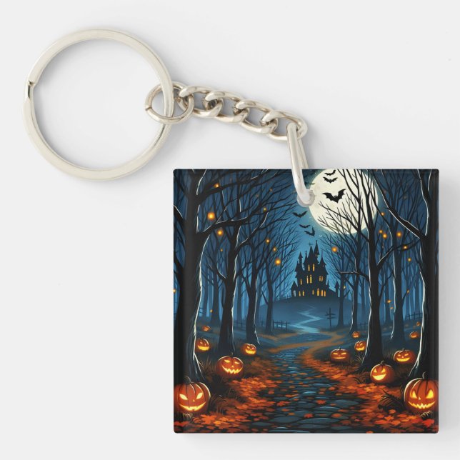 Porte-clefs Le chemin de la forêt hantée- Halloween (Devant)