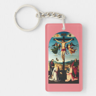 Porte-clefs Le Christ crucifié avec la Vierge Marie