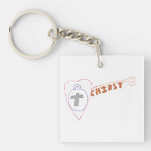 Porte-clefs Le Christ est la clé Carré