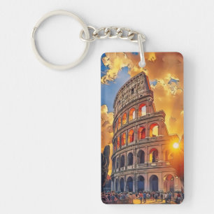 Porte-clefs Le Colisée Peinture au coucher du soleil Rome, Ita