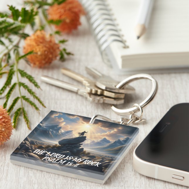 Porte-clefs Le conquérant des hauteurs L'Éternel EST MON ROCHE (Devant Droit)