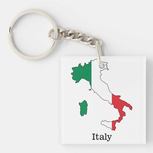 Porte-clefs Le Drapeau de l'Italie dans sa carte - Collection  (Devant)