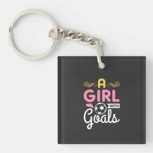 Porte-clefs Le football - une fille avec des buts