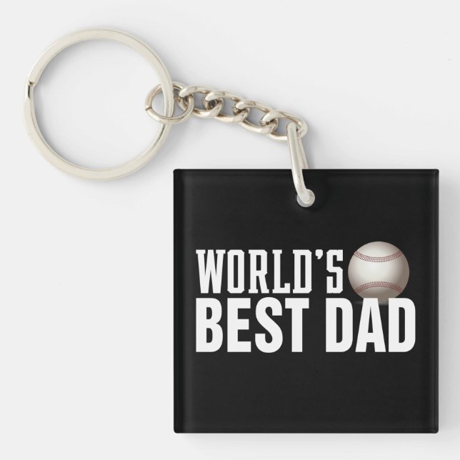 Porte-clefs Le meilleur baseball de typographie papa du monde  (Devant)