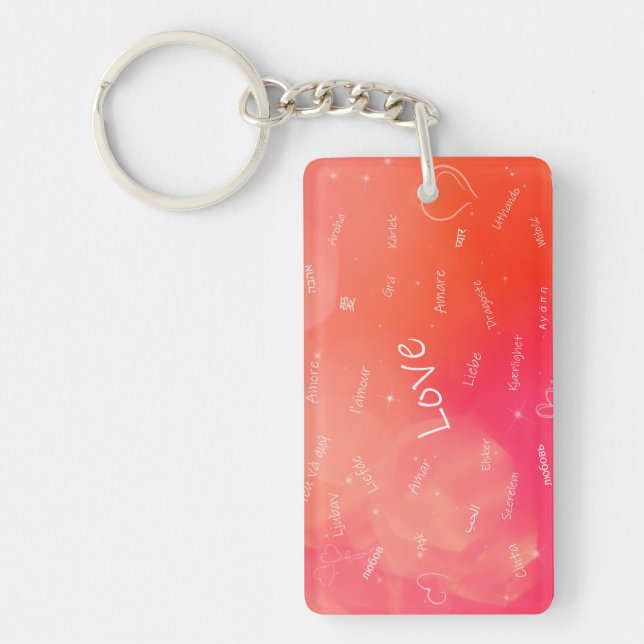 Porte-clefs Le mot AMOUR dans de nombreuses langues différente (Devant)