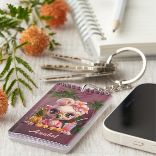 Porte-clefs Le paradis rose, un flamant doux