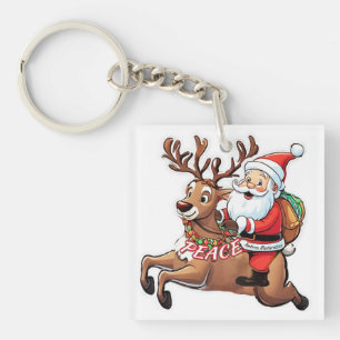 Porte-clefs Le Père Noël avec des cadeaux de paix