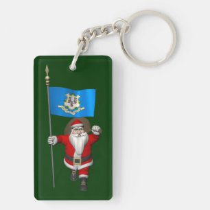 Porte-clefs Le Père Noël Avec L'Ensigne Du Connecticut