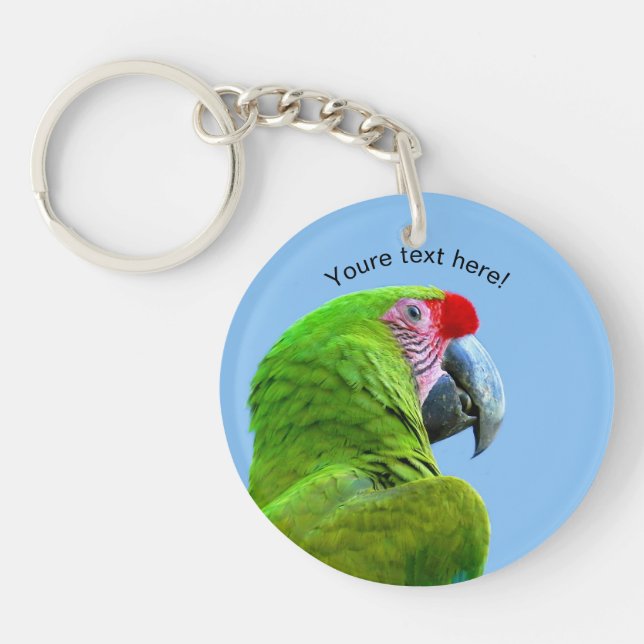 Porte-clefs Le perroquet vert d'Ara Militaris (Devant)