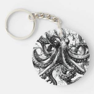 Porte-clefs Le poulpe noir et blanc ressemble au calmar du siè