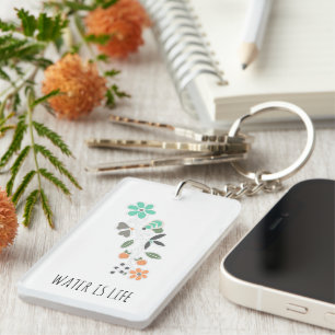 Porte-clefs L'eau est la vie Ojibwe Signature florale des forê