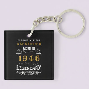 Porte-clefs Légende personnalisée 80e anniversaire 1946 Vintag
