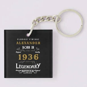 Porte-clefs Légende personnalisée 90e anniversaire 1936 Vintag