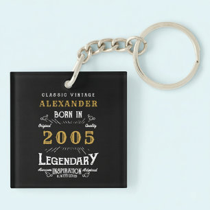 Porte-clefs Légende personnalisée d'anniversaire 21 ans 2005 V