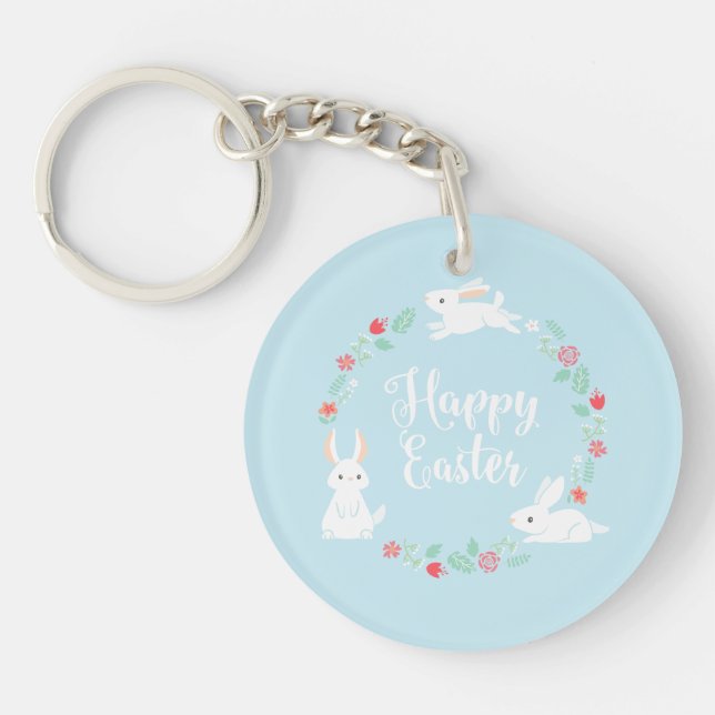 Porte-clefs L'Élégant Bunny de Pâques| Porte - clé (Devant)