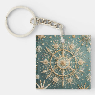 Porte-clefs L'Embrace d'or d'hiver : une Serenade de flocon de