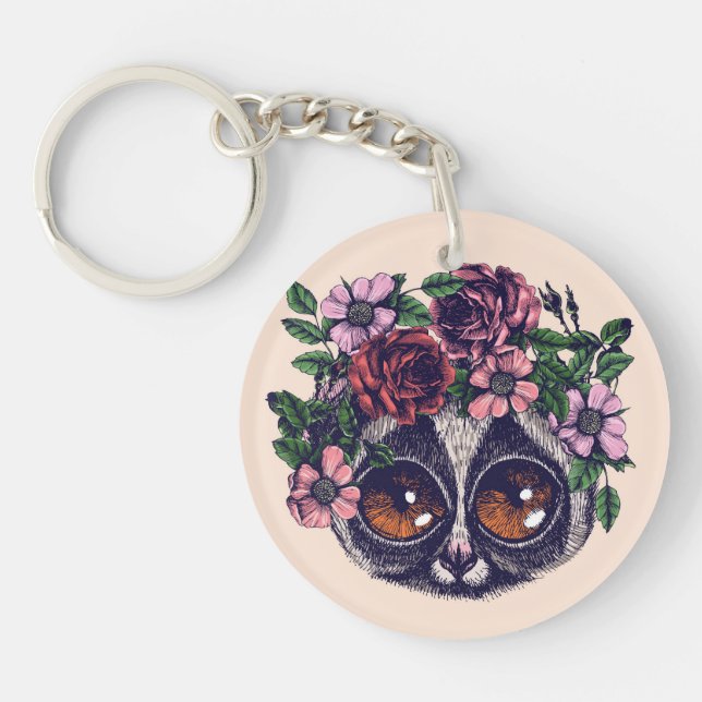 Porte-clefs Lémur floral doux (Devant)