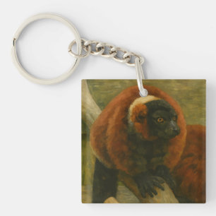 Porte-clefs Lémuriens roux en bois clair