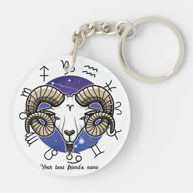 Porte-clefs Leo Aries Zodiac Acrylic Keychain (Dos)
