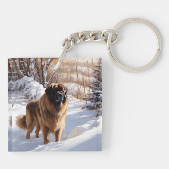 Porte-clefs Leonberger Laissez-le neiger Noël (Dos)