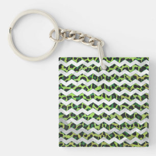 Porte-clefs Leopard Chevron noir et vert