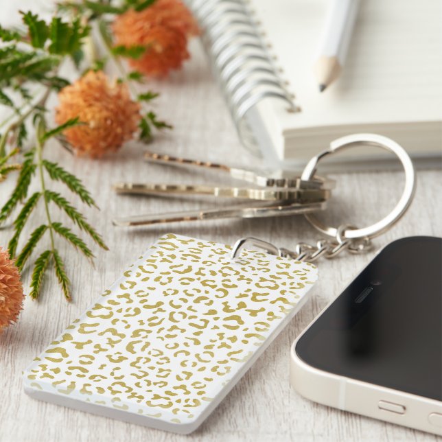 Porte-clefs Leopard d'or, Parties scintillant d'or, Empreinte  (Devant droit)
