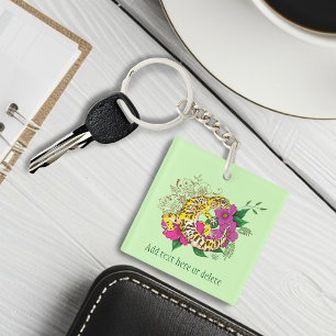 Porte-clefs Léopard jaune Gecko Vert