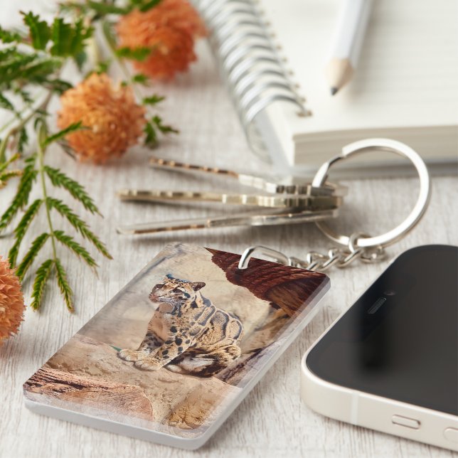 Porte-clefs léopard nébuleux image nature faune exotique (Devant droit)