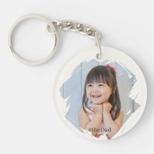 Porte-clefs #lePapa, Nom Blanc Année et Photo Personnalisée