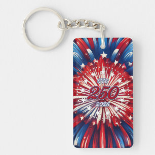 Porte-clefs Les 250 ans d'Amérique 1776-2026 Feux d'artifice R
