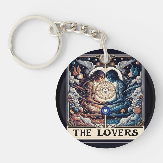 Porte-clefs LES AMOUREUX Tarot Céleste Homme & Femme Âmes (Devant)