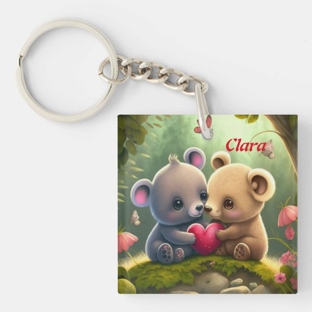 Porte-clefs Les animaux mignons en amour (Devant)