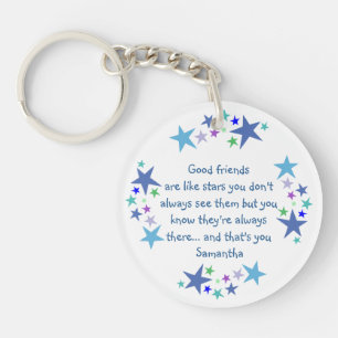 Porte-clefs Les bons amis sont comme des étoiles Nom personnal