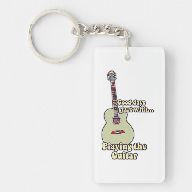 Porte-clefs Les bons jours commencent par jouer de la guitare. (Devant)