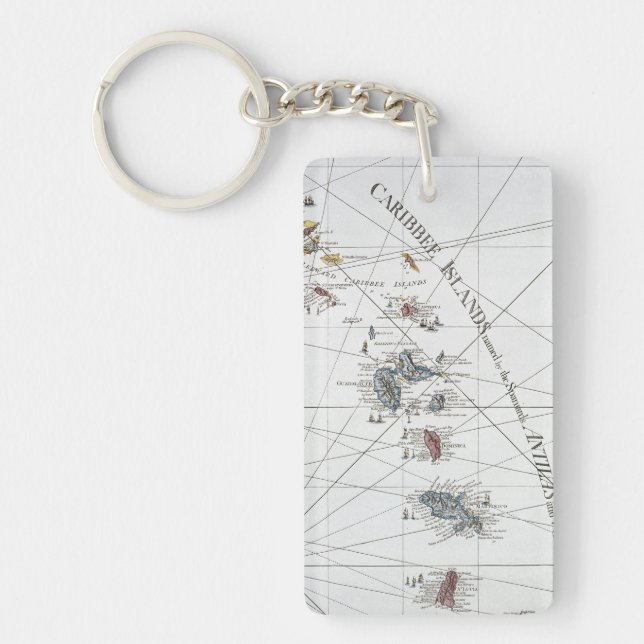 PORTE-CLEFS LES CARAÏBE : CARTE, 1775 (Devant)
