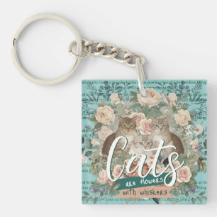 Porte-clefs Les chats sont des fleurs Art botanique cottagecor