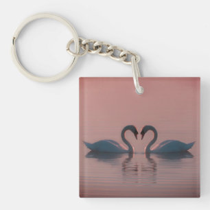 Porte-clefs Les cygnes noirs doivent être aimés Ciel rose