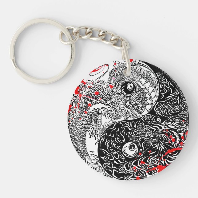 Porte-clefs Les dragons frais de Yin Yang d'éclaboussure de (Devant)