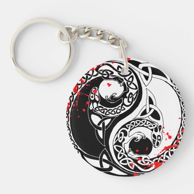 Porte-clefs Les dragons frais de Yin Yang d'éclaboussure de (Devant)