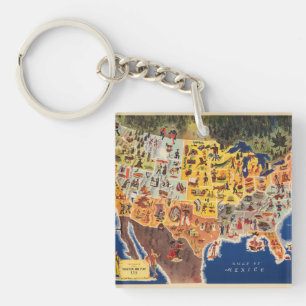 Porte-clefs Les Etats-Unis tracent - les vacances et le jeu