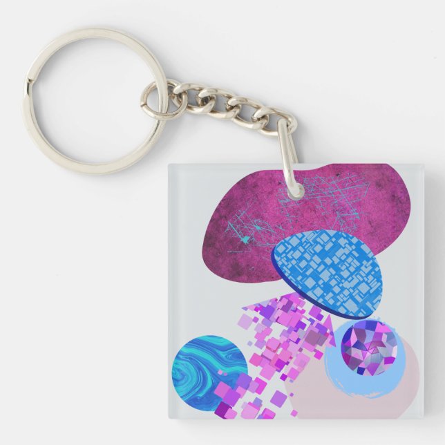 Porte-clefs Les Formes Modernes Purple Et Cyan (Devant)