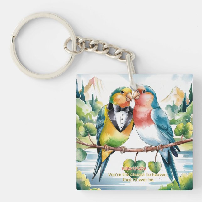 Porte-clefs Les oiseaux mignons Saint Valentin (Devant)