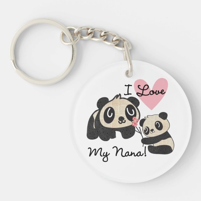 Porte-clefs Les pandas I aiment ma Nana (Devant)