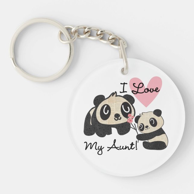 Porte-clefs Les pandas I aiment ma tante (Devant)