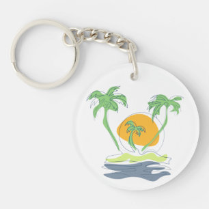 Porte-clefs Les paysages de plage tropicaux de l'île. Palmier