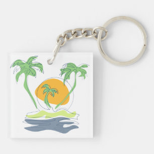 Porte-clefs Les paysages de plage tropicaux de l'île. Palmier