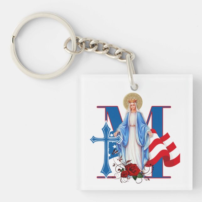 PORTE-CLEFS LES ROSES RELIGIEUX AMÉRICAINS DU DRAPEAU VIRGIN M (Devant)