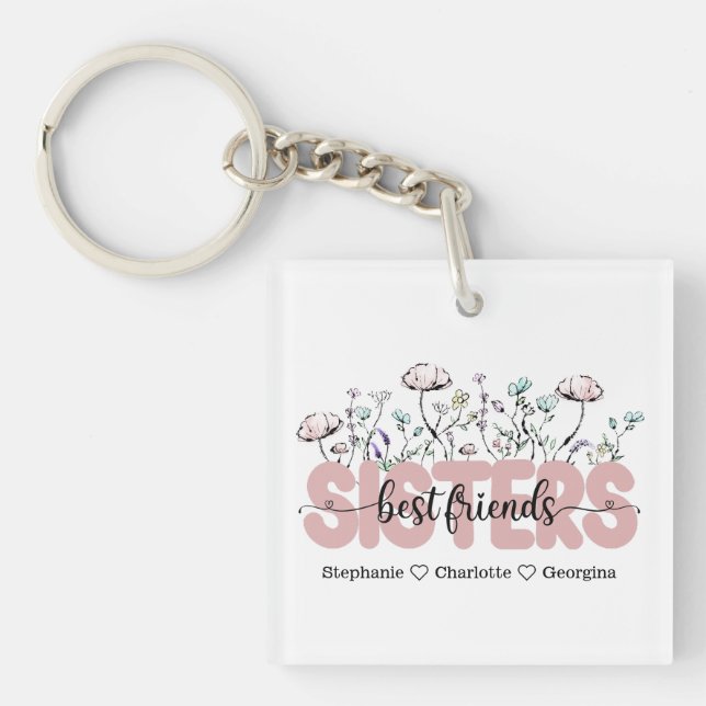 Porte-clefs Les soeurs Fleurs sauvages Whimsical sont les meil (Devant)