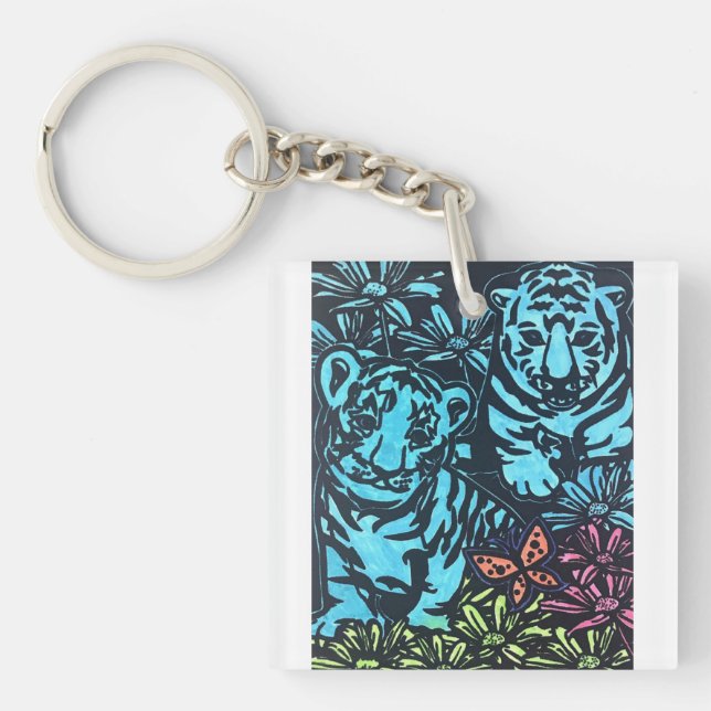 Porte-clefs les tigre en couleur (Devant)
