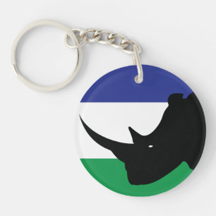 Porte-clefs Lesotho Black rhino Basotho Drapeau animal nationa